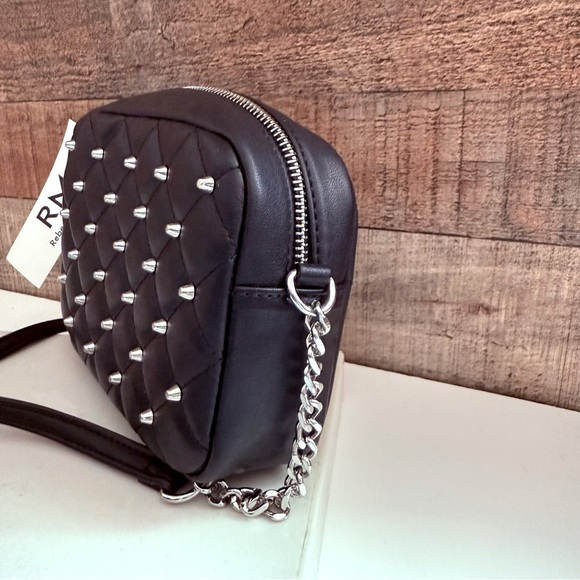NWT Rebecca Minkoff Vegan Leather Black Quilted Studded Crossbody Bag - Picture 3 of 7